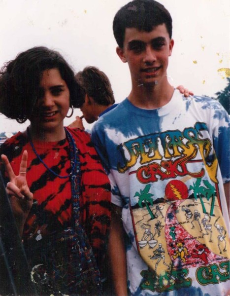 A much younger, much skinnier Chris Halleron (right) at his first Dead Show in 1989. Pictured at his left is friend Rebecka Jochum Miller, who pretty much looks the same today.
