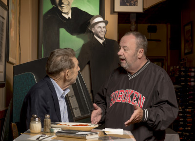 Author Pete Hamill (left), talking Sinatra with Hoboken resident and Leo's regular, Peter Ising,