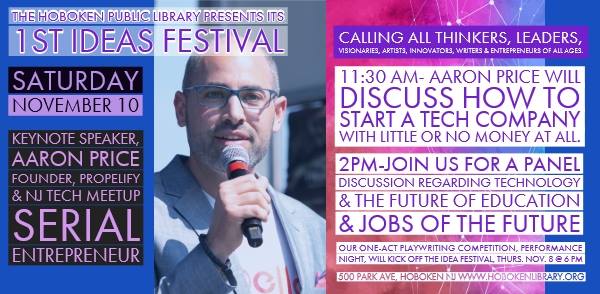 First Ideas Festival 2018 at the Hoboken Public Library  — Saturday, November 10th @ 11:30 a.m.