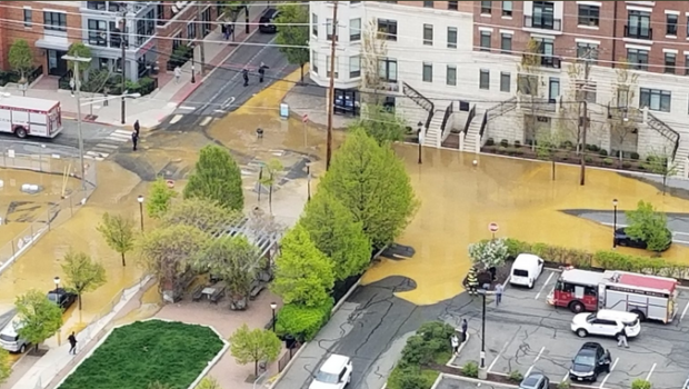 Water Main Break in Hoboken, Near 11th & Madison